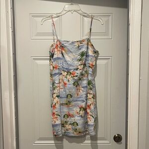 Forever 21 Light Blue Tropical Floral Mini Dress